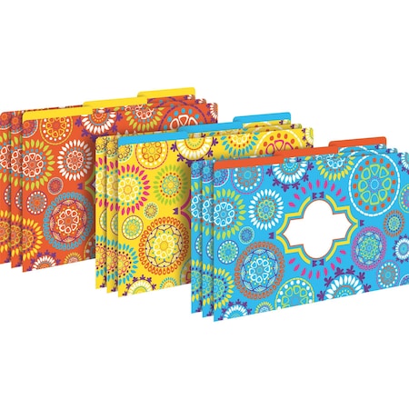 Moroccan Designer Legal-Size File Folders, Multi-Design Set, 9/Package